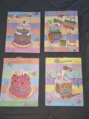 Festive Rainbow Cake Gift Bags - Multicolor Birthday Party Supplies
